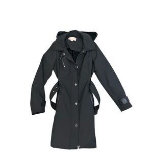 Michael Kors Women's Black Overcoat Size Small Zip Up Button Up Long Sleeve